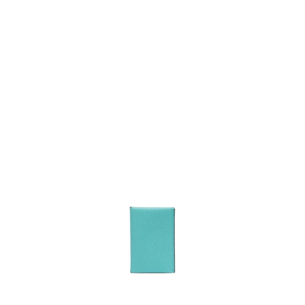 Valextra Card Case with Button in Ocean Blue and Black | Wallets & Purses | Coveti