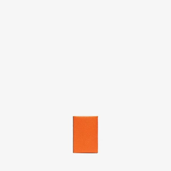 Valextra Card Case with Button in Orange and Black | Wallets & Purses | Coveti