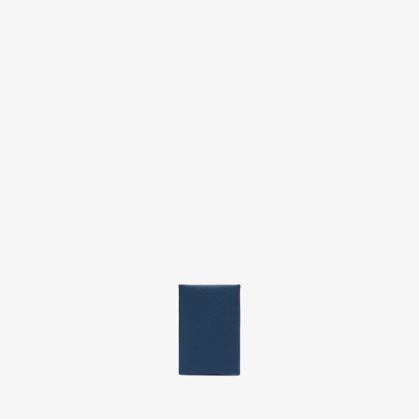 Valextra Card Case with Button in Sapphire Blue and Black | Cases | Coveti