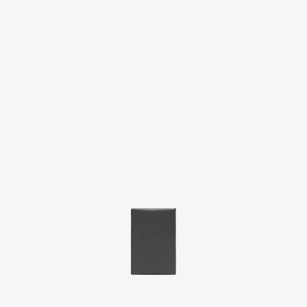 Valextra Card Case with Button in Smokey Grey and Black | Wallets & Purses | Coveti
