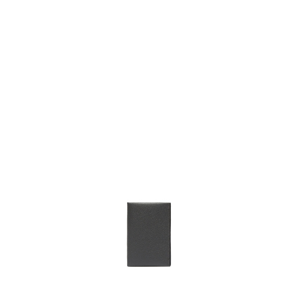 Valextra Card Case with Button in Smokey Grey and Black | Wallets & Purses | Coveti