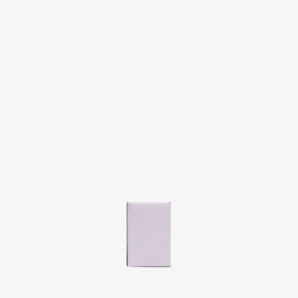 Valextra Card Case with Button in Wisteria Pink and Black | Wallets & Purses | Coveti