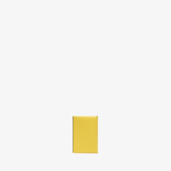 Valextra Card Case with Button in Yellow and Black | Wallets & Purses | Coveti