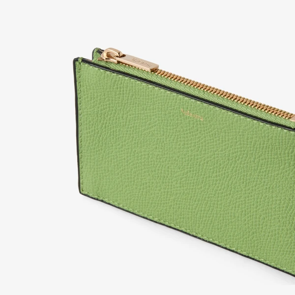 Valextra Card Holder 3CC with Zip in Aloe Green | Wallets & Purses | Coveti