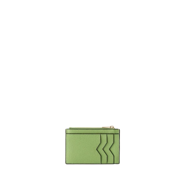 Valextra Card Holder 3CC with Zip in Aloe Green | Wallets & Purses | Coveti