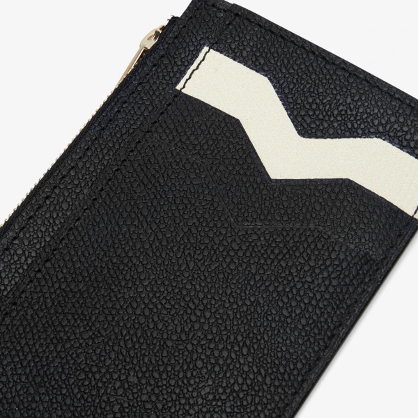 Valextra Card Holder 3CC with Zip in Black and Pergamena White | Wallets & Purses | Coveti