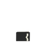 Valextra Card Holder 3CC with Zip in Black and Pergamena White | Wallets & Purses | Coveti