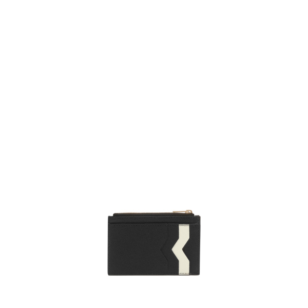 Valextra Card Holder 3CC with Zip in Black and Pergamena White | Wallets & Purses | Coveti