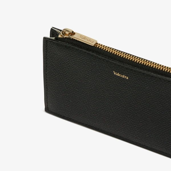 Valextra Card Holder 3CC with Zip in Black | Wallets & Purses | Coveti