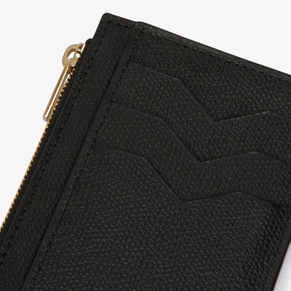 Valextra Card Holder 3CC with Zip in Black | Wallets & Purses | Coveti