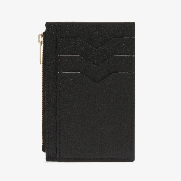 Valextra Card Holder 3CC with Zip in Black | Wallets & Purses | Coveti