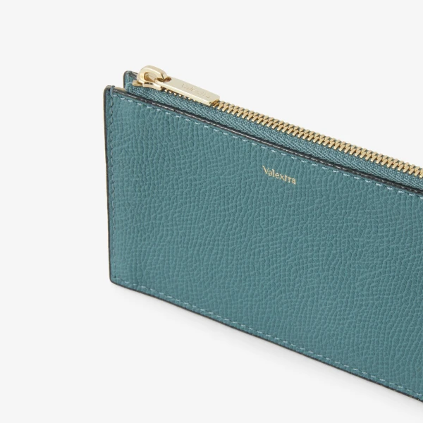 Valextra Card Holder 3CC with Zip in Bottle Green | Wallets & Purses | Coveti