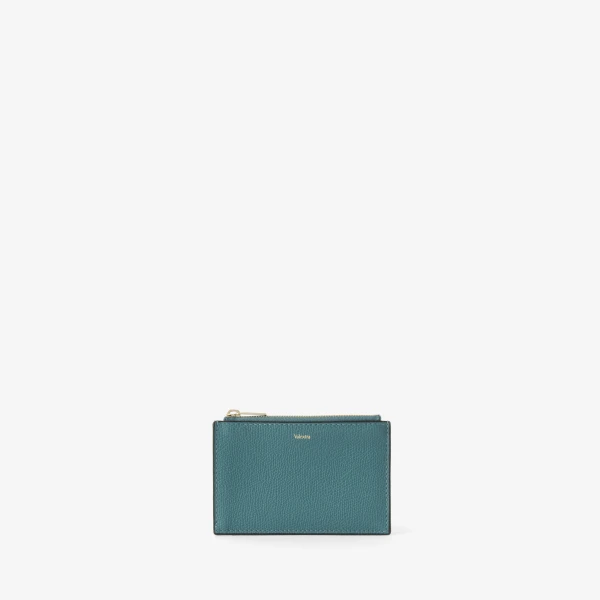 Valextra Card Holder 3CC with Zip in Bottle Green | Wallets & Purses | Coveti
