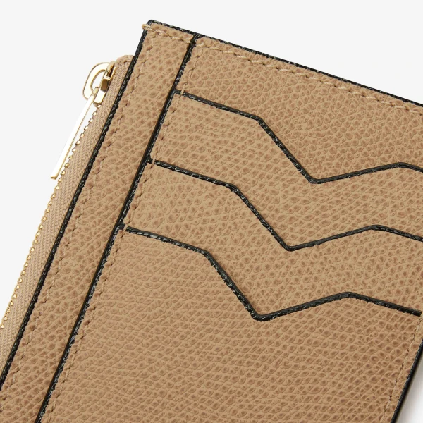 Valextra Card Holder 3CC with Zip in Cashmere Beige | Wallets & Purses | Coveti