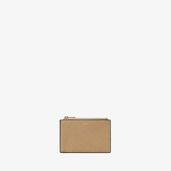 Valextra Card Holder 3CC with Zip in Cashmere Beige | Wallets & Purses | Coveti