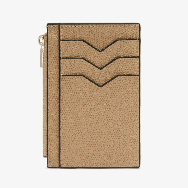 Valextra Card Holder 3CC with Zip in Cashmere Beige | Wallets & Purses | Coveti