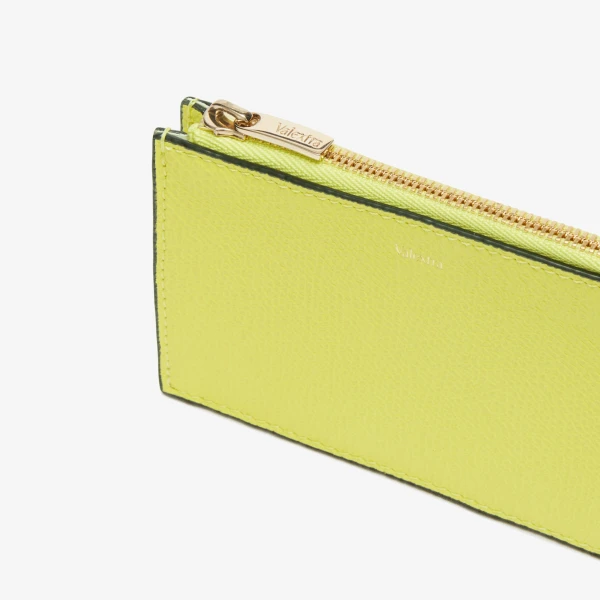 Valextra Card Holder 3CC with Zip in Citrine Yellow | Wallets & Purses | Coveti