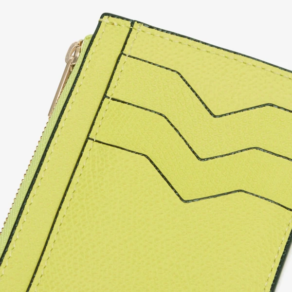 Valextra Card Holder 3CC with Zip in Citrine Yellow | Wallets & Purses | Coveti