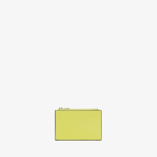 Valextra Card Holder 3CC with Zip in Citrine Yellow | Wallets & Purses | Coveti