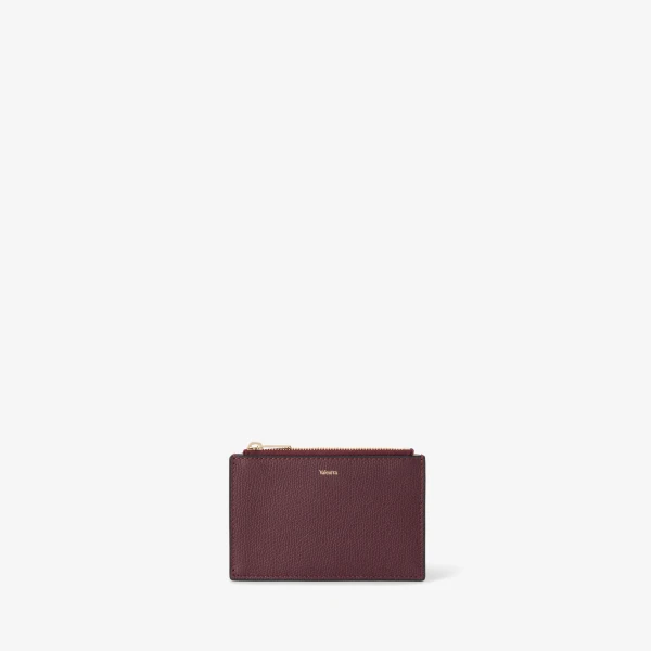 Valextra Card Holder 3CC with Zip in Claret Red | Wallets & Purses | Coveti