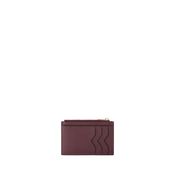 Valextra Card Holder 3CC with Zip in Claret Red | Wallets & Purses | Coveti