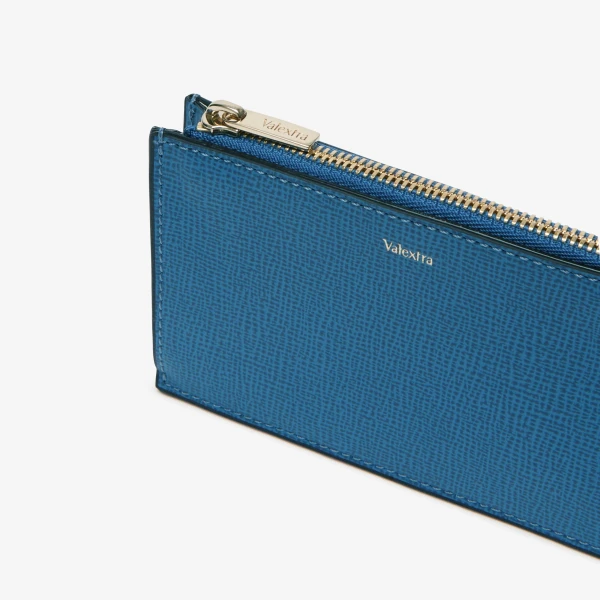 Valextra Card Holder 3CC with Zip in Cobalt Blue | Wallets & Purses | Coveti