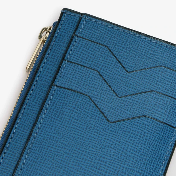 Valextra Card Holder 3CC with Zip in Cobalt Blue | Wallets & Purses | Coveti