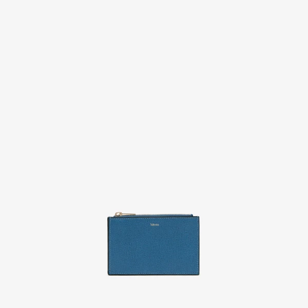 Valextra Card Holder 3CC with Zip in Cobalt Blue | Wallets & Purses | Coveti