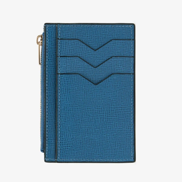 Valextra Card Holder 3CC with Zip in Cobalt Blue | Wallets & Purses | Coveti