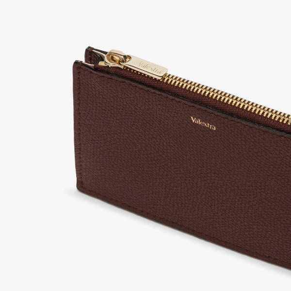 Valextra Card Holder 3CC with Zip in Coffee Brown | Cases | Coveti