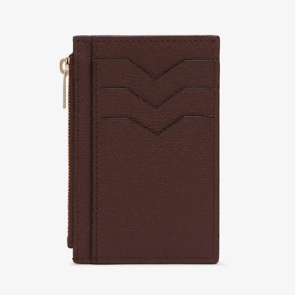 Valextra Card Holder 3CC with Zip in Coffee Brown | Cases | Coveti