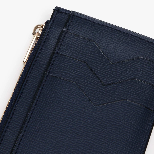 Valextra Card Holder 3CC with Zip in Dark Blue | Wallets & Purses | Coveti