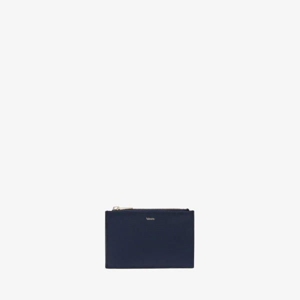 Valextra Card Holder 3CC with Zip in Dark Blue | Wallets & Purses | Coveti