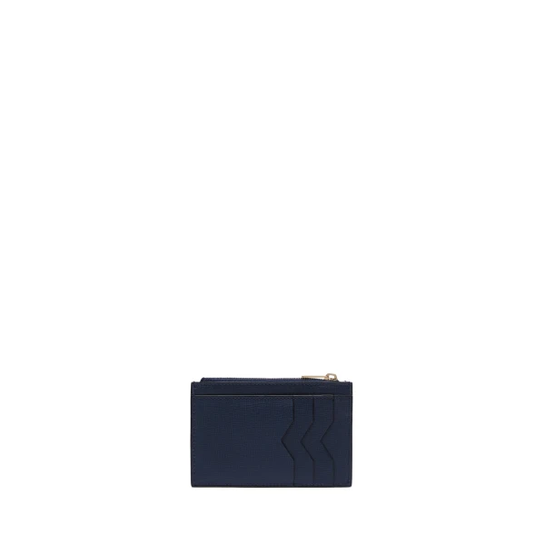 Valextra Card Holder 3CC with Zip in Dark Blue | Wallets & Purses | Coveti