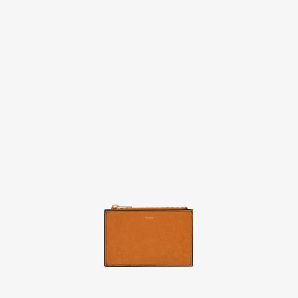 Valextra Card Holder 3CC with Zip in Havana Brown | Wallets & Purses | Coveti