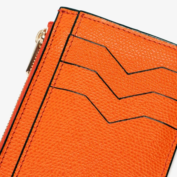 Valextra Card Holder 3CC with Zip in Lobster Red | Cases | Coveti