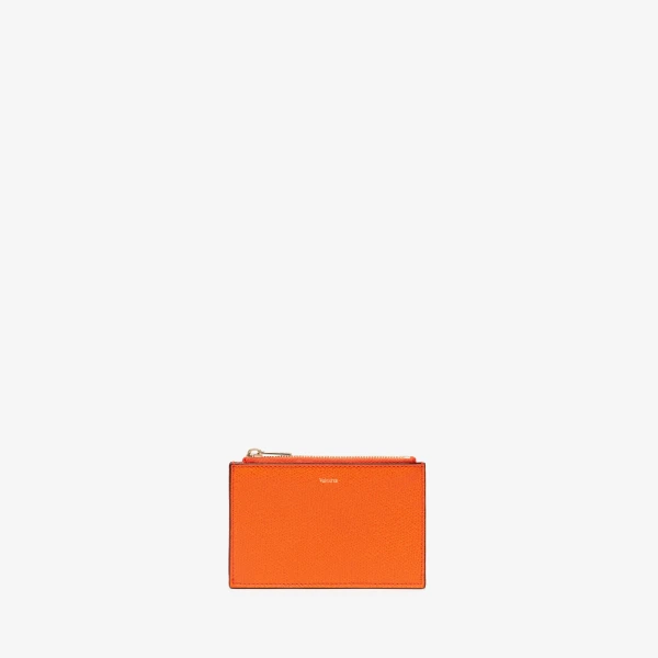 Valextra Card Holder 3CC with Zip in Lobster Red | Cases | Coveti