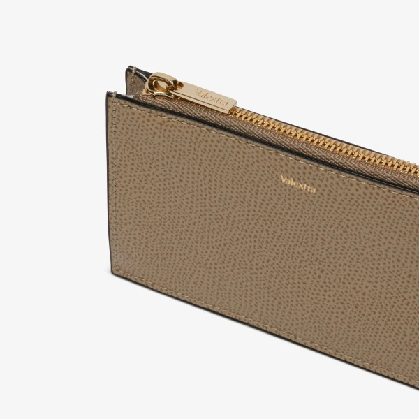 Valextra Card Holder 3CC with Zip in Oyster Brown | Wallets & Purses | Coveti