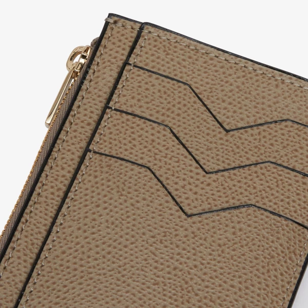 Valextra Card Holder 3CC with Zip in Oyster Brown | Wallets & Purses | Coveti