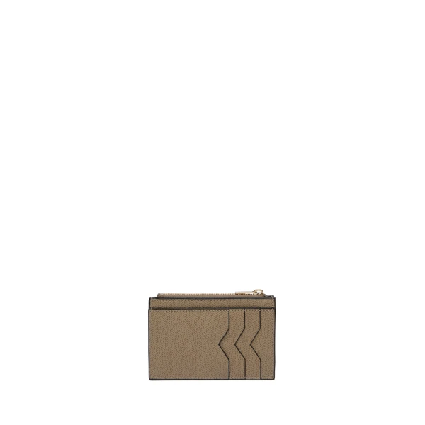 Valextra Card Holder 3CC with Zip in Oyster Brown | Wallets & Purses | Coveti