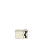 Valextra Card Holder 3CC with Zip in Pergamena White and Black | Wallets & Purses | Coveti