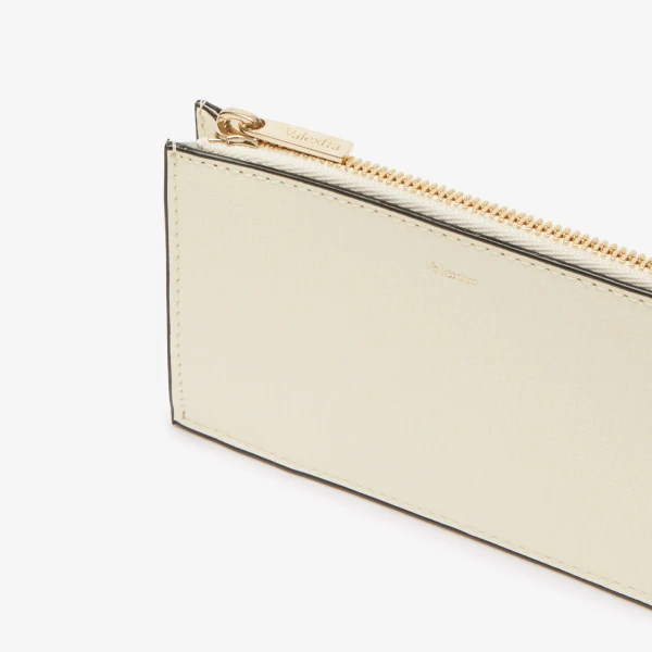 Valextra Card Holder 3CC with Zip in Pergamena White | Wallets & Purses | Coveti
