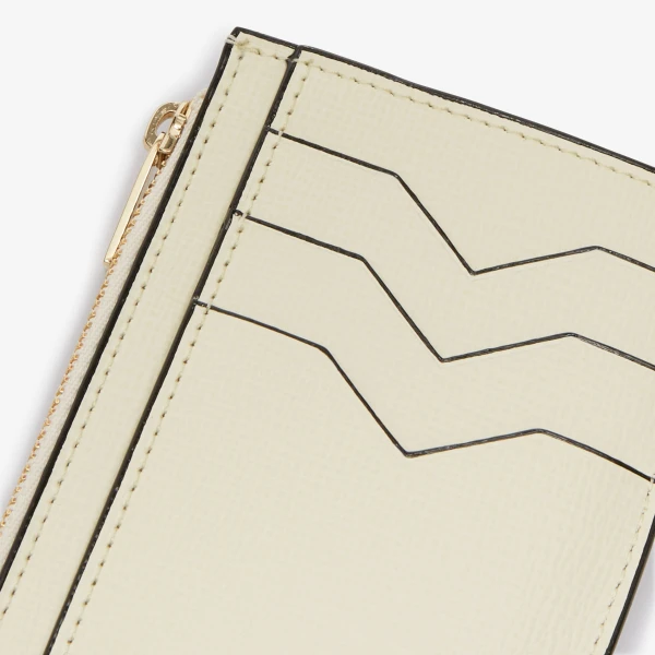 Valextra Card Holder 3CC with Zip in Pergamena White | Wallets & Purses | Coveti