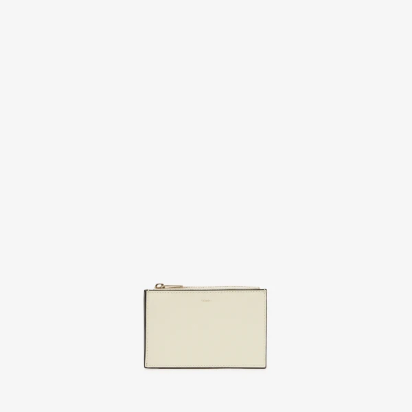 Valextra Card Holder 3CC with Zip in Pergamena White | Wallets & Purses | Coveti