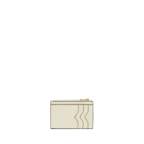 Valextra Card Holder 3CC with Zip in Pergamena White | Wallets & Purses | Coveti