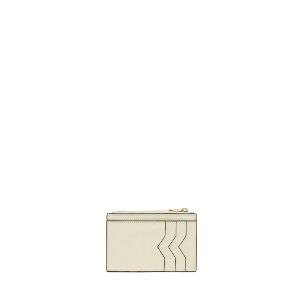 Valextra Card Holder 3CC with Zip in Pergamena White | Wallets & Purses | Coveti