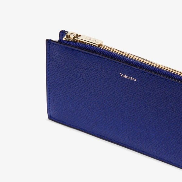 Valextra Card Holder 3CC with Zip in Royal Blue | Wallets & Purses | Coveti