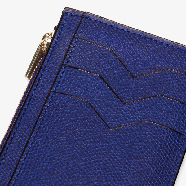 Valextra Card Holder 3CC with Zip in Royal Blue | Wallets & Purses | Coveti