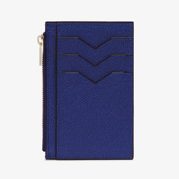 Valextra Card Holder 3CC with Zip in Royal Blue | Wallets & Purses | Coveti