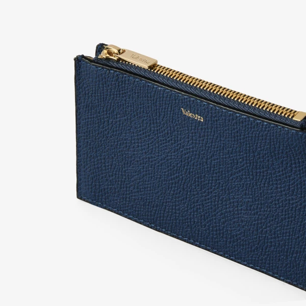Valextra Card Holder 3CC with Zip in Sapphire Blue | Wallets & Purses | Coveti